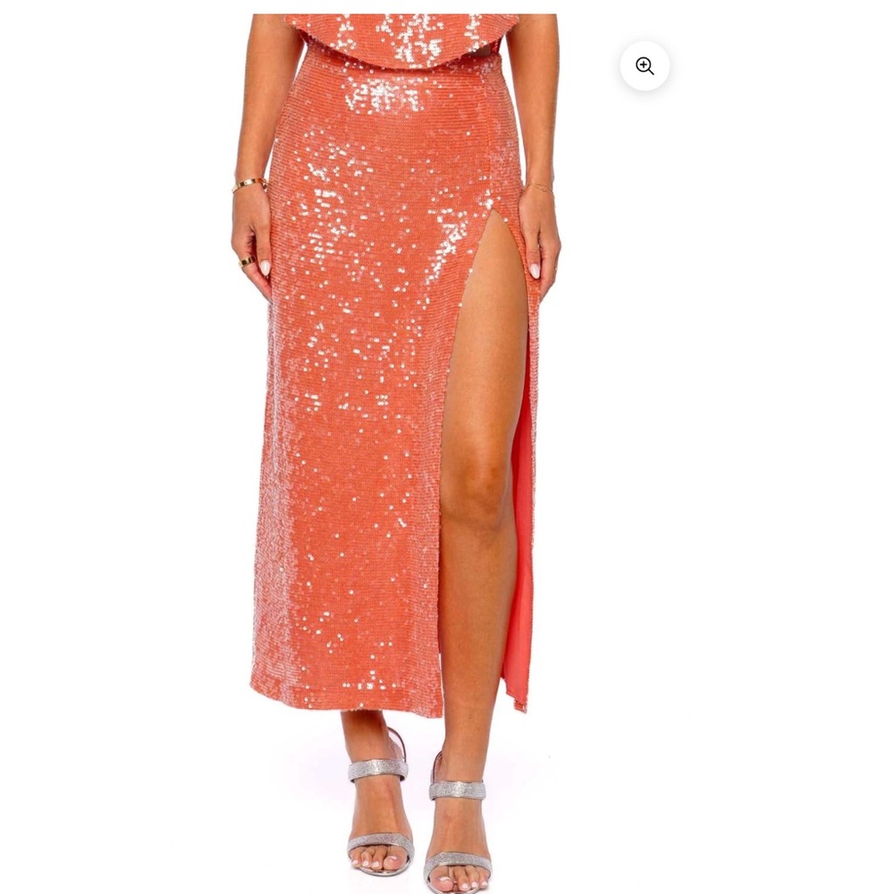 NWT LAPOINTE CORAL SEQUIN EMBROIDERED MIDI SKIRT SZ 6 #T1
